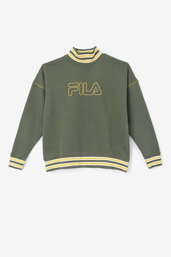 Fila Calista Oversized Pullover Sweatshirt Olive - Womens - 06597HCPU